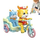 Stunt-Dreirad-Spielzeug – ABS-Drachen-Dreirad-Spielzeug, schönes Cartoon-Elektro-Dreirad-Spielzeug, Mutter-Babys-Drachen-Auto-Spielzeug, Musikspielzeug für Fahrrad-Spielzeug