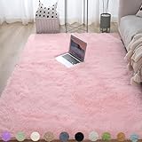 Obundi Teppich Rosa,Teppich Wohnzimmer Flauschig,Teppiche Jugendzimmer Mädchen, Weicher Rutschfester Schlafzimmer Carpet,Büro Klein Tepich (Rosa,60x120cm)