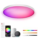 Birnetek® Deckenlampe LED 30W, RGB Deckenleuchte Rund 2700K-6500K, Dimmbar, Kompatibel mit Alexa, APP-Steuerung, Fernbedienung, für Schlafzimmer, Wohnzimmer, Kinderzimmer