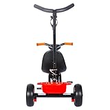 Kinderdreirad mit Schubstange, Sitz mit Sicherheitsgurt, Metallrahmen, Pedal-Freilauf, für Kinder ab 15 Monaten Dreirad Kinderdreirad mit Schubstange und 2 Bremsen (Schwarz Rot)