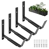 Knpwer 4 Stk Balkon Blumenkasten Halterungen, Verstellbare Fenster Pflanzkasten Halterungen 6-12 Zoll,Regalhalterung Balkon Blumenkastenhalter für Rohrgeländer, Wand, Ledge
