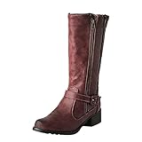Fashion Casual Buckle Zipper Mid- Stiefel Thick Heel Double Damen Damenstiefel (42)