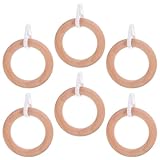 ERINGOGO 6 Stück Runde Gardinenringe Robuste Vorhangringe für Duschvorhänge und Fenstervorhänge Einfache Montage Natürliche Holzhängeringe für Römische Gardinenstangen