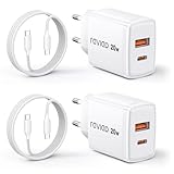 RAVIAD 20W USB C Ladegerät 2-Pack, [USBC + USBA] Schnellladegerät mit USB C Kabel 2M, Handy Netzteil Typ C mit 2-Port, Kompatibel mit iPhone 17 16 15 Pro Max, Samsung Galaxy S25 S24 S23 Ultra