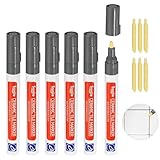 6 Stück Fugenstift Grau,mit Ersatzspitze für Schimmel und Restaurierung Fugenmörtel Restaurierung Stift Reparatur Marker für Fliesen Wand Boden Von Fliese Badezimmer Und Küche