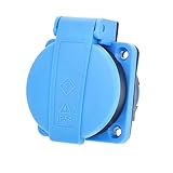 as - Schwabe Schutzkontakt-Einbausteckdose 230 V – Einbau-Steckdose mit selbstschließendem Sicherheitsklappdeckel für Außen, Innen & Baustelle – Einbau-Steckdose IP54 – Made in Germany – Blau, 45085