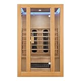 Artsauna Infrarotkabine Nyborg S120K Keramikstrahler & Hemlockholz, 2 Personen, 120 x 105 x 190 cm, LED Farblicht & Glastür, Infrarotsauna Sauna