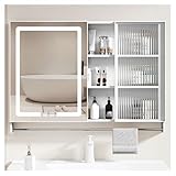 LED-Badezimmer-Spiegelschrank mit Wandaufbewahrung, Mobiletto a Specchio per Bagno, 90 x 65 cm, modernes Design, platzsparend, stilvoller Schminktisch