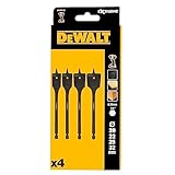Dewalt Holz-Fräsbohrer Set DT4797 (4er Set bestehend aus 20/22/25/32 mm, mit Stahl-Schaft für lange Haltbarkeit & Lebensdauer, für Hart- & Weichholz, Bauholz & Holz mit Nägeln)