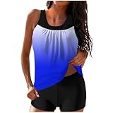 EMATOP Tankini Damen Set Bauchweg Badeanzug Zweiteilig Oberteil und High Waist Badeshorts Bademode Casual Sport Badeanzüge Elegant Sommer Bikini Sets Strandmode Schwimmanzug Badebekleidung
