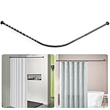 Btstil Duschvorhangstange L Form, Verstellbare Duschvorhangwinkelstangen, Edelstahl Dusche Vorhangstange Ecke mit 12 Duschvorhangringe für Badezimmer, Badezimmer (Schwarz, 68-138cm x 68-138cm)