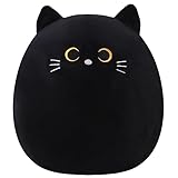Xfrog Schwarze Katze Plüschtier, 25CM Kawaii Kuscheltier, Cartoon Plüschkissen, Geburtstag Geschenk für Kinder Jungen Mädchen