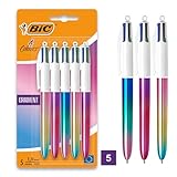 BIC 4 Farben Kugelschreiber Set 4 Colours Gradient, 5er Pack in Metallic-Farbverlauf, nachfüllbar, Ideal für das Büro, das Home Office oder die Schule