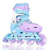 Einstellbare Kinder Inline-Skates für Mädchen mit Light Up Wheels, Roller Skates Blades für Jugend Kinder Indoor & Outdoor Anfänger (Violett, M)