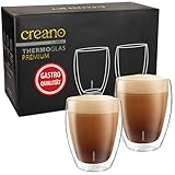 Creano PREMIUM doppelwandige Trinkgläser 400ml - 2er Set - OHNE versiegeltes LOCH deshalb Gastronomie Qualität - 100% Spülmaschinenfest - WELTNEUHEIT