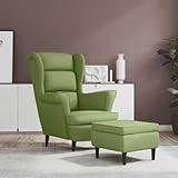Emmtore TA Sessel Mit Hocker Loungesessel Fernsehsessel Ohrensessel Relaxsessel Mit Hocker Wohnzimmersessel Couchsessel Armsessel Polstersessel Lounge Hellgrün,Mit Fußablage