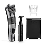 BaByliss Carbon Titanium Akku Haarschneider für Kopf- und Barthaare 26 Schnittlängen 0, 5mm-25mm Silber Schwarz inkl. Mini Trimmer E978E