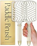 Lily England Paddle-Haarbürste für dickes Haar - Profi-Haarbürste mit Lüftungsschlitzen - Leichter Holz-Entwirrer für sanftes Styling - Beige
