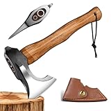 SMITH CHU Outdoor Axt, Beil Holz Spalten für Garten, Handgeschmiedet Handbeil aus Hochgekohlter Stahl, Bushcraft Axt mit Scheide, Geschenke für Männer
