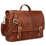 STILORD 'Manuel' Leder Aktentasche Herren groß Vintage Umhängetasche mit Schulter-Gurt Businesstasche 15.6 Zoll A4 Henkeltasche Unitasche echtes Büffelleder, Farbe:cognac - braun