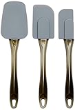 Amazon Basics - Rechteckig Teigschaber, Silikon, 3 teiliges Set, 16.5 cm, Grau