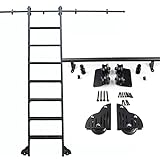 Schiebeleiter-Hardware-Set, 1–6 m, Stahl-Rundrohrschiene mit Bodenrollen (Leiter nicht im Lieferumfang enthalten) – langlebig, verstellbar, einfache Installation für Zuhause und Werkstatt