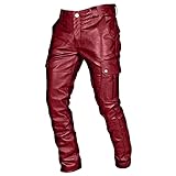Gefomuofe Herren Lederhose Leggings Latex Pantyhose Motorradhose Bikerhose Lederoptik Hose Tights Zip Pants Clubwear Herren Lederhose Exclusive Premium Lederjeans