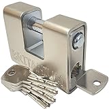 Britanium® BRP/74 Gepanzertes] Hochsicherheits-Container-Vorhängeschloss - [Hochbelastbar] - [Anti-Bohrer-Zylinder] - Ideal auch für Motorräder, Schuppen und Garagen