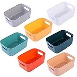 HapiLeap Aufbewahrungsboxen aus Kunststoff, Mehrere Farben zur Schrank Organizer für Küche, Schrank, Büro, Bad, Spielzeug, Home Tidy Open Storage Bins mit Griffen (7 Pack)