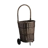 e-wicker24 Kaminkorb auf Rollen, dunkelbraun Holzkorb Einkaufskorb