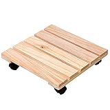 Tomotato Pflanzenständer mit Rädern, 264 lbs Akazien-Hartholz-Pflanzenrollen-Rollständer mit um 360° feststellbaren Rädern für schwere Pflanzentöpfe und den Einsatz im Freien