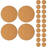 ifundom 24 Selbstklebende Korkuntersetzer 2mm Runde Kork Tassenuntersetzer Ø100Mm Wiederverwendbare Getränkeuntersetzer für Haus Büro und Café