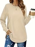 TKOLYDEO Damen-Top, langärmelig, Tunika, Tops für Leggings, gebogener Saum, Tunika-Shirts für Damen, Orange, 5XL