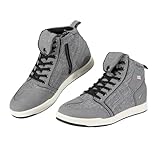 KEMIMOTO Motorrad Schuhe Herren, Motorradstiefel Causal,mit Verstärkte Schaltpads, Aktmungsaktiver Motororad Sneaker,Schwarz/Grau