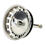 tecuro | Siebkörbchen Siebkorb | für Spüle Spülbecken | Ø 54 mm | mit Metall Führungsstange 8 mm und Höhenverstellung | Oberteile aus Edelstahl | Spülensieb mit Stöpsel Funktion | 53322