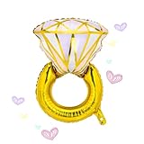 XXL Folienballon Diamantring 60 x 95 cm – Wiederverwendbare & nachhaltige Ring Deko für Hochzeit, Verlobung, Junggesellinnenabschied, Brautparty – Goldener Helium Ballon