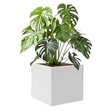 C-Juzarl Würfel Pflanzkasten Metall Weiß Innen-Außen-Pflanzer, 50 * 50cm Groß Blumenkübel, Pflanzkübel Blumenkästen Quadratisches Pflanzgefäß für draußen (60x60x60cm)