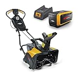 Mowox® EST 4640 Li + Starter Kit 2 – 40V Schneefräse mit Akku, Arbeitsbreite 46 cm, Verstellbarer Auswurfkanal mit Wurfweite bis zu 6 m (40V - 2,5Ah Batterie + 1A Ladegerät)