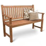 DELUKE Gartenbank Holz 2-3 Sitzer Egon - Wetterfest 120cm | Parkbank aus Pappelholz | Sitzbank Holzbank Balkonbank Bank für Balkon Terrasse & Garten