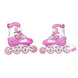 Inline-Skates für Kinder, Inline-Skates für Jungen & Mädchen, verstellbare Größe verstellbar (Größe 35-38) ABEC 7, Inline-Skates für Kinder mit 4 Rädern – bequem und stilvoll, Code M – Rosa