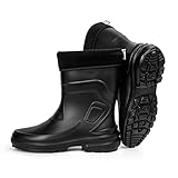 HEYO Damen Gummistiefel Halbhoch Regenstiefel Wasserdicht Gefüttert Stiefel Stiefeletten für Herbst Winter Jessy (Schwarz, EU Schuhgrößensystem, Erwachsene, Numerisch, M, 40)