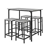 SoBuy OGT11-HG Bartisch Set 5-teilig Esstisch Bistrotisch mit 4 Stühlen Sitzgruppe grau