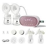Die doppelte elektrische Milchpumpe von Bc Babycare mit 4 Modi und 9 Saugstufen, superleise, schmerzfrei und LSR-Flüssigkeitssilikon, Anti-Rückfluss-Design, einfaches Hinlegen mit der Milchpumpe