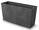 Blumenkasten Blumenkübel Blumentopf Pflanzkasten Balkonkasten Beton Optik Pflanzgefäß Middle 77cm x 41cm mit Pflanzeinsatz (Anthrazit Beton)