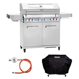 TAINO PLATINUM YAMARA 6+2 Gasgrill Set Edelstahl 6 Brenner Keramik Sear-Burner Keramik Backburner Piezo-Zündung Abdeckhaube