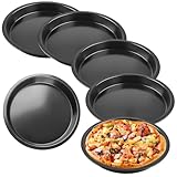 6 Stück Pizzateller, Pizzateller Rund Ø 20 cm, Edelstahl Pizzapfanne, Nicht Antihaftbeschichtet & Ungiftig & Einfach zu Reinigen, Pizza Blech, Pizzabackbleche Set für Pizza, Flammkuchen, Kuchen