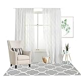 BCughia Vorhang Halbtransparent, Gardinen Raute Gestickt Wohnzimmer Vorhang Modern 2er Set H 183 x B 86 cm, Weiß