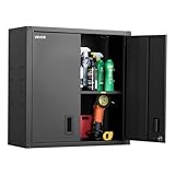 VEVOR Hängeschrank Werkstatt, 762x310x762 mm, Werkzeugschrank aus Stahl mit abschließbaren Türen & verstellbarem Regal, Wandhängeschrank für Garage, Keller, Küche, Lager, schwarz