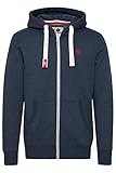 !Solid BennZip Herren Sweatjacke Kapuzenjacke Hoodie mit Kapuze und Reißverschluss, Größe:XXL, Farbe:Insignia Blue Melange (8991)