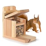 Waldfunk Eichhörnchen Futterstation – Wetterfestes Futterhaus aus Holz mit Belüftung, sicherer Klappmechanismus - FSC zertifziert